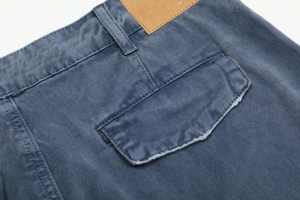 Pantalon de travail bleu rétro vintage pour hommes 100% coton ample jambe droite jeans décontractés multi-poches Style français couleur unie taille - Product Image 4
