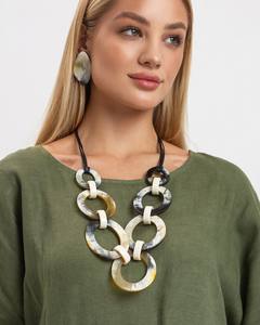 Venta caliente mejor calidad cuerno de búfalo sin cuello tamaño personalizado artesanía diseño superior cuerno de búfalo collar ágata - Product Image 3