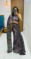 Saree fantaisie ajrakh gajji bandhej Lagdi pure Gajji Soft Silk saree