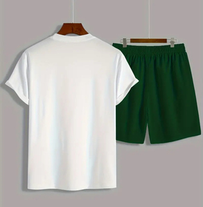 Conjunto Deportivo Informal para Hombre, Camiseta y Pantalones Cortos Estampados, Combinación Transpirable de Mezcla de Felpa, Ropa de Verano de Alta Calidad para Exteriores, Color Sólido - Product Image 2