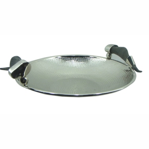 Plateau décoratif moderne en acier inoxydable avec poignées en corne noire, élégant plateau de table basse pour la décoration de la maison de luxe et les cadeaux - Product Image 2