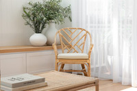 Silla de ratán natural para el hogar, hotel, dormitorio, apartamento, villa hecha a mano de Vietnam, reclinable, moderna, G83