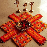 Rangkaian Bunga Marigold Emas Mewah untuk Pernikahan, Festival Rangoli, Dekorasi Rumah Unik, Halloween, Hari Ibu, Hari Ayah