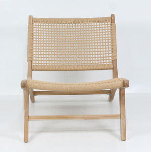 Modern Minimalist <b>Teak</b> Wood Loom Lounge <b>Chair</b> Natural Finish Eco-Friendly for Bedroom <b>Dining</b> Outdoor Cafe Resort Garden Projects - Product Image 3