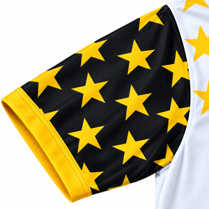 Maillot de football unisexe blanc à rayures noires et étoiles, numéro 27, sublimé, respirant, anti-humidité, 100% polyester, manches courtes - Product Image 3