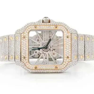 Hoge Kwaliteit Moissanite Diamond Horloge Volledig Iced Out Roestvrij Staal Horloge Handgemaakte Setting Band Royal Horloge Voor Mannen