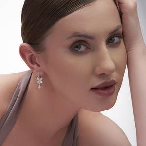 Radiant 3.26 Ct Spirit <b>Butterfly</b> Diamond Hoops Earrings for Women Lab Grown Round Pear Marquise in 14K White Gold - Product Image 3