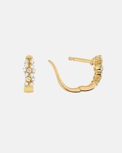 ต่างหูแบบห่วงทรงกลมประดับเพชรแล็บทรงบริลเลียนท์ ทองคำขาว 14K 18K สำหรับผู้หญิง - Product Image 5