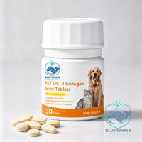 Comprimés de soutien articulaire UC-II Collagène et Glucosamine HCl pour chiens et chats - 30 unités - Lubrifie les articulations et le cartilage pour une meilleure mobilité