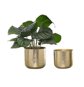Pots de fleurs en métal plaqué or Design élégant Pot de fleurs en métal Décoration de table Fabricant indien Jardinière en laiton de qualité supérieure - Product Image 4