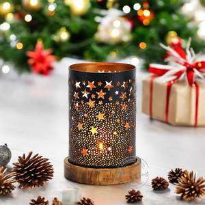 Decoración navideña Latón chapado en oro macizo y portavelas de madera con cara de animal LOGOTIPO DE FORMA DE Color personalizable para uso en exteriores - Product Image 5