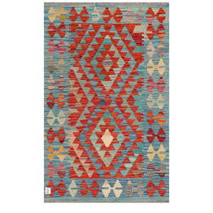Alfombra Kilim de Maimana, Afganistán, 131 x 85 cm, Tapiz para Colgar en la Pared - Product Image 1
