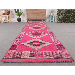 Tapis turc vintage 2,9 x 10,2 pieds, tapis de couloir, tapis en laine rouge Herki - Product Image 5