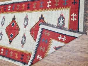 Alfombra Kilim de yute de lana tejida a mano Alfombra de área grande con patrón abstracto de pila alta para sala de estar Dormitorio Comedor - Product Image 5