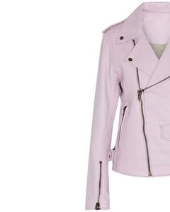 <b>Women</b> <b>Light</b> Blue Leather Biker <b>Jacket</b> With Asymmetrical Zipper Slim Fit Stylish Moto Outerwear Premium Quality Fashion Wear - Product Image 2