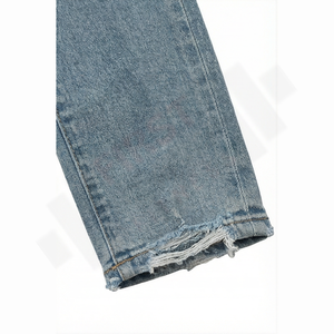 Jeans de Mezclilla para Hombre, Estilo Vintage, Lavado, Desgastado, Corte Recto, 100% Algodón, Primavera, Verano, Otoño - Product Image 6