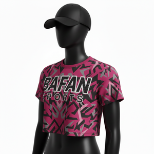 T-shirt court pour femme, mode féminine, tissu polyester et élasthanne de haute qualité, respirant, logo par sublimation, t-shirt court en coton pour femme - Product Image 4