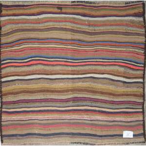 Un kilim Sanandaj vintage authentique, noué à la main, unique en son genre, 4'0 x 5'0 - Product Image 1