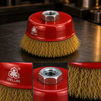 Brosse à fil cranté DELUN pour meuleuse d'angle avec filetage M10 M14 5/8-11, fil en acier au carbone et en acier inoxydable