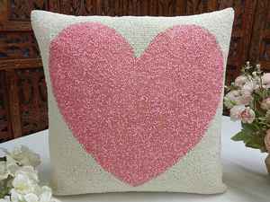 Funda de Cojín Cuadrada Bordada a Mano con Cuentas de Perlas, Artículo Decorativo para el Hogar, Venta al por Mayor - Product Image 2