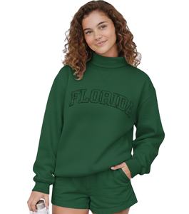Sweat-shirts molletonnés personnalisés de haute qualité pour femme, col montant, grandes tailles, en polyester/coton épais, épaules tombantes, vierges, pour l'hiver - Product Image 1