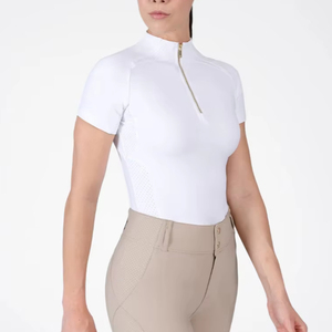 Camiseta de Equitación para Mujer, Mangas Cortas, Ligera, Transpirable, Tejido Elástico, Capa Base Atlética Ecuestre, Servicio OEM - Product Image 1