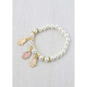 A3shop Bracciale con Mano di Hamsa e Perla, Gioiello Elegante per Uomini e Donne - Product Image 1