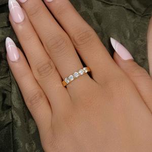 Timeless IGI certificado VVS Lab Grown Diamond 14K oro sólido enrejado cinco piedras anillo de boda joyería de moda fina para mujeres - Product Image 4