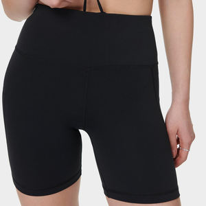 Pantalones cortos de gimnasio sin costuras negros personalizados para mujer Diseño de cintura alta Entrenamiento Tela elástica Deporte Activo Fitness Yoga Leggings - Product Image 2