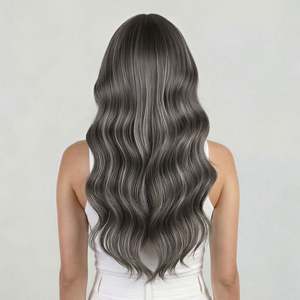 Extensions de cheveux Remy, couleur assortie # 1B/Gris Sel & Poivre - Product Image 5