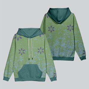 เสื้อฮู้ดสวมหัวแบบลำลองสำหรับผู้หญิงเสื้อสเวตเตอร์มีฮู้ดเปิดไหล่ทำจากผ้าไหมมีฮู้ดคอเสื้อสั้นปรับแต่งได้พิมพ์ลายทั้งหมด - Product Image 5