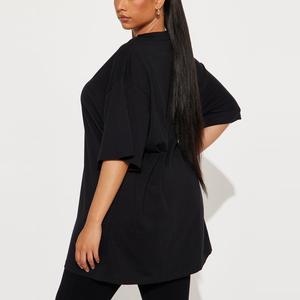 Oversized Women's 100% Cotton Boxy Drop Shoulder <b>T</b>-<b>Shirt</b> 305G Heavyweight Custom OEM Black Short Sleeve Loose Fit Top Supplier - Product Image 5