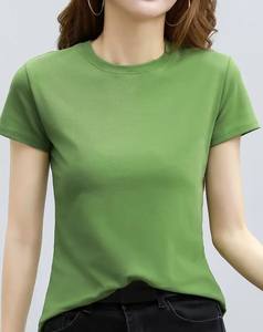 Cómoda camiseta de tela de punto de algodón Color sólido Estiramiento medio Regular Loose Fit All-Season Comfort Basic Camiseta de cuello redondo BD - Product Image 3