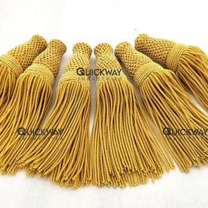 Pasamanería Francesa Metálica con Borlas y Cabeza de Corona Dorada Antigua para Decoración de Uniformes Ceremoniales - Product Image 1