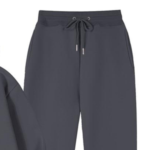 2024 conjunto de entrenamiento de invierno informal para hombre, jersey de manga larga transpirable de secado rápido, cintura elástica, Color sólido, Fitness 100% algodón - Product Image 6