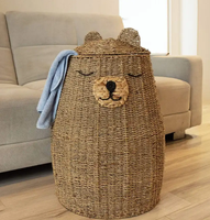 Panier de rangement moderne en rotin tressé de qualité supérieure, écologique, en forme d'animal, personnalisé, pour jouets d'enfants, à un seul niveau, type sol, pour salon
