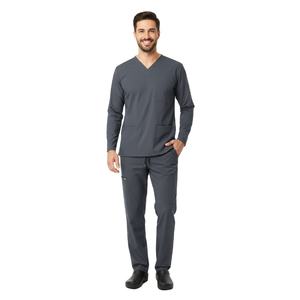 Ensemble de blouses médicales pour hommes, tissu extensible respirant, vêtements de travail pour hôpital, haut à manches courtes, pantalon à taille élastique, vente en gros - Product Image 4