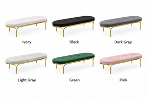 Banco Moderno de Terciopelo con Estructura Dorada, Otomana de Lujo para Dormitorio, Apartamento o Sala de Estar, Construcción de Acero Inoxidable - Product Image 5