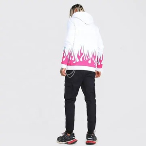 Vente en gros 100% sweat à capuche d'hiver pour hommes en molleton de coton personnalisé imprimé flamme pull-over Streetwear techniques brodées à la mode - Product Image 3