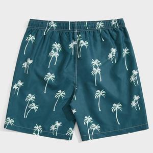กางเกงขาสั้นลำลองผู้ชายสำหรับฤดูร้อน เอวผูกเชือก พร้อมโลโก้แบบกำหนดเอง กางเกงวอร์มทรงโอเวอร์ไซส์ลายต้นไม้ กางเกงชายหาดกันยับ - Product Image 2