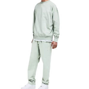 Chándal de gran tamaño de algodón lavado con ácido unisex logotipo personalizado ecológico conjunto de chándal al por mayor diseño de ropa a granel de invierno para hombre - Product Image 1