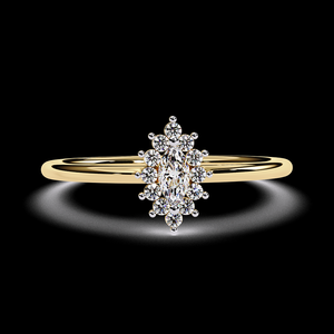 Anillos de Compromiso con Diamantes Naturales en Corte Marquesa, Oro Sólido de 14k y 18k, Joyería Fina para Mujer, Diseño Elegante de la India - Product Image 1