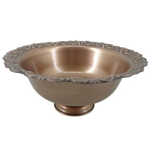 Tazón redondo en relieve de Metal antiguo de cobre F16 para utensilios de cocina, vajilla para decoración navideña, mesa decorativa para el hogar - Product Image 1