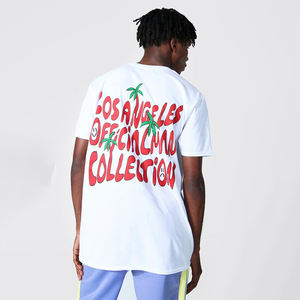 T-shirt uni 100% coton imprimé logo bouffant surdimensionné pour hommes Design à col rond vierge - Product Image 5