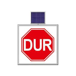 Solar Powered LED Traffic Sign 100 X 100 cm Aluminium STOP Sign for Outdoor Use Safety Road Sign - Product Image 1