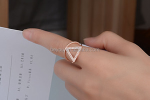 Adjustable Delta 925 Silver <strong>Rings</strong> CZ Zircon Crystal Triangle <strong>Rings</strong> for Women Anillos Bague <strong>Resizable</strong> - Product Image 2