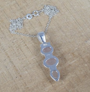 Boho Style cadeau pour l'amour femmes mode pendentif Rose Quartz pierre précieuse 925 pendentif en argent Sterling avec 925 bijoux estampillés - Product Image 3