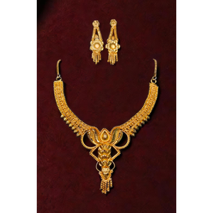 Ensemble de boucles d'oreilles collier de haute qualité avec plaqué or 22 carats Style unique femmes porter collier boucles d'oreilles ensemble bijoux - Product Image 1