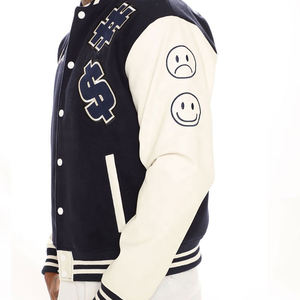 Veste de baseball en toile 100% coton personnalisable OEM pour hommes, blouson décontracté tendance lâche avec écusson brodé - Product Image 4