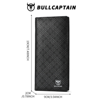 BULLCAPTAIN Dompet Panjang Kulit Sapi Asli untuk Pria, RFID Blocking, Travel Checkbook Clutch Purse, Tempat Kartu, Hitam